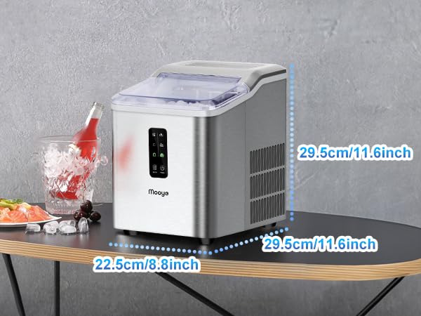 Miniatura 8 de Máquina para hacer hielo para encimera, 26.5 libras en 24 horas, máquina de hielo eléctrica y máquina de hielo compacta con cuchara de hielo y