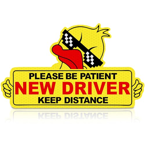 Image of GLUN Reflective inchPlease Be Patient New Driver inch Car Sticker, Funny Beginner Learner Sign Decal, Waterproof, Fade-Resistant Safety Sticker for Cars & Vehicles (Yellow)