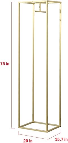 Miniatura 2 de Percheros de metal resistentes para ropa, estantes de almacenamiento para tienda de ropa, estante de exhibición de pie (tubo cuadrado dorado, 75