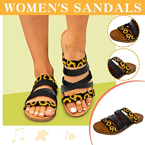 Flat Sandals for Women Dressy Slip On Slides Slippers Strappy Open Toe Comfortable Sandals Casual Beach Walking Shoes3