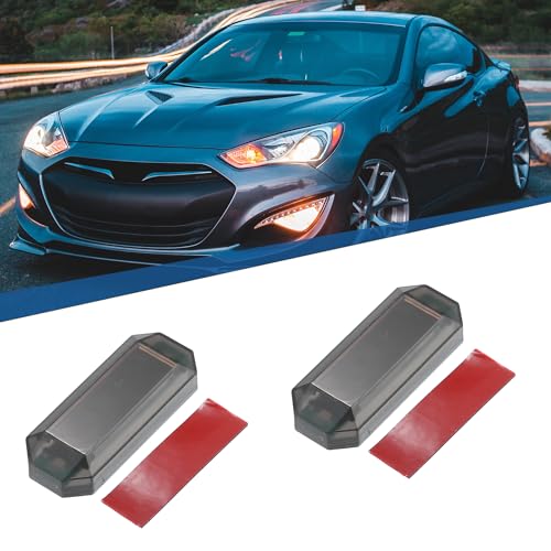 Image of X AUTOHAUX 2pcs 3.7V Power Solar Alarm Light Interior Simulated Dummy Waterproof LED Warning Light Car Security Anti Theft Device Red Blue