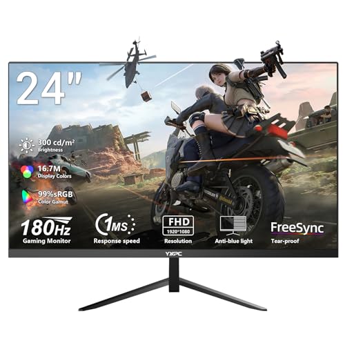 Image of 24 Inch Computer Monitor, 180Hz FHD 1080P VA Screen, 99% sRGB, 1ms, Frameless Design for Work and Play, HDMI, DP, VESA