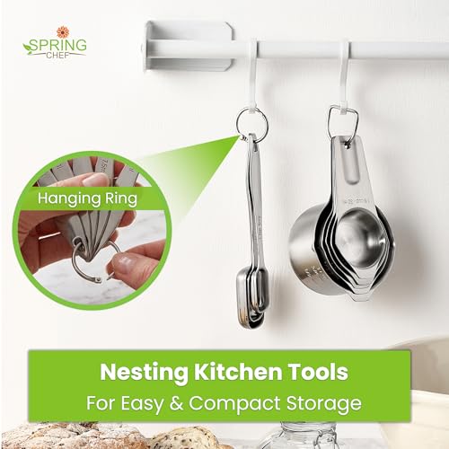 Image of Spring Chef Stainless Steel Measuring Cups and Spoons Set of 10, Nesting Kitchen Metal Measuring Cups and Spoons Set for Dry and Liquid Ingredients, Perfect for Cooking & Baking