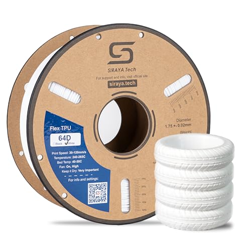 Image of Siraya Tech Flex TPU 64D - High Elastic 3D Printer Filament, White, 1kg | ISO 10993 Tested, 64D Shore, High-Performance Elastic, Wear & Abrasion Resistant, Durable & Tough, Easy to Print