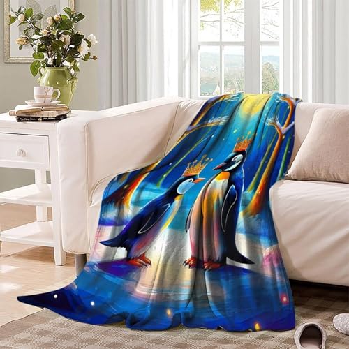 Couverture pingouin 3D en microfibre douillette et jeté de lit chaud 150x200 - 4
