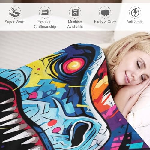 Plaid canapé chaud dinosaure couverture lit flannel douce grand format 150x200 cm - 4