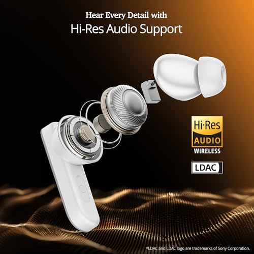 Image of Boat Airdopes 800 HiDef, Hi-Res Audio LDAC, 4Mic ENx, App Support, ASAP Charge, IPX5, Low Latency, Dual Pairing, BTv5.3, Bluetooth TWS in Ear Earbuds Wireless Earphones (Sterling Silver)
