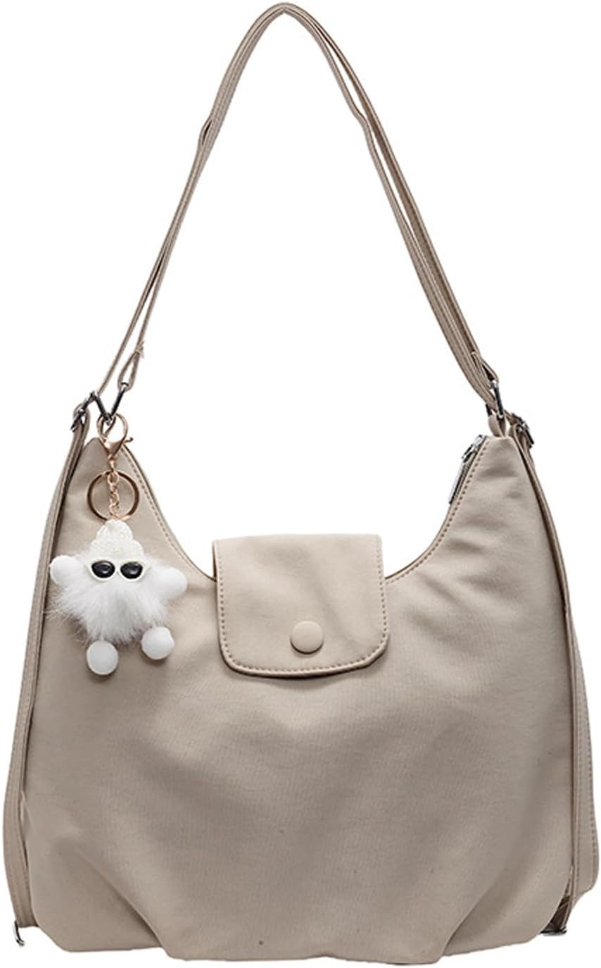 Convertible Backpack Bag With Detachable Charm Multi Compartment PU Shoulder Bag For Commuting Travel Work