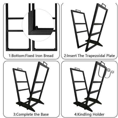 Range-bûches en fer forgé pour rangement intérieur et extérieur - 6