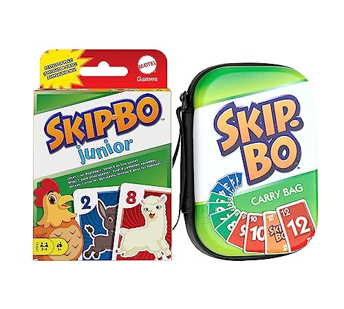 Collectix Karten Set: Skip BO Junior Kartenspiel + Skip-BO Tragetasche, Gesellschaftsspiele für 2 bis 4 Spieler | Kinder ab 5 Jahren