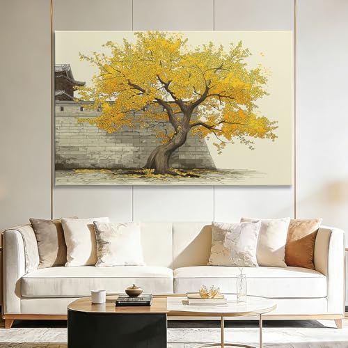 Tableau ginkgo arbre ancien, idée cadeau déco murale 40x30