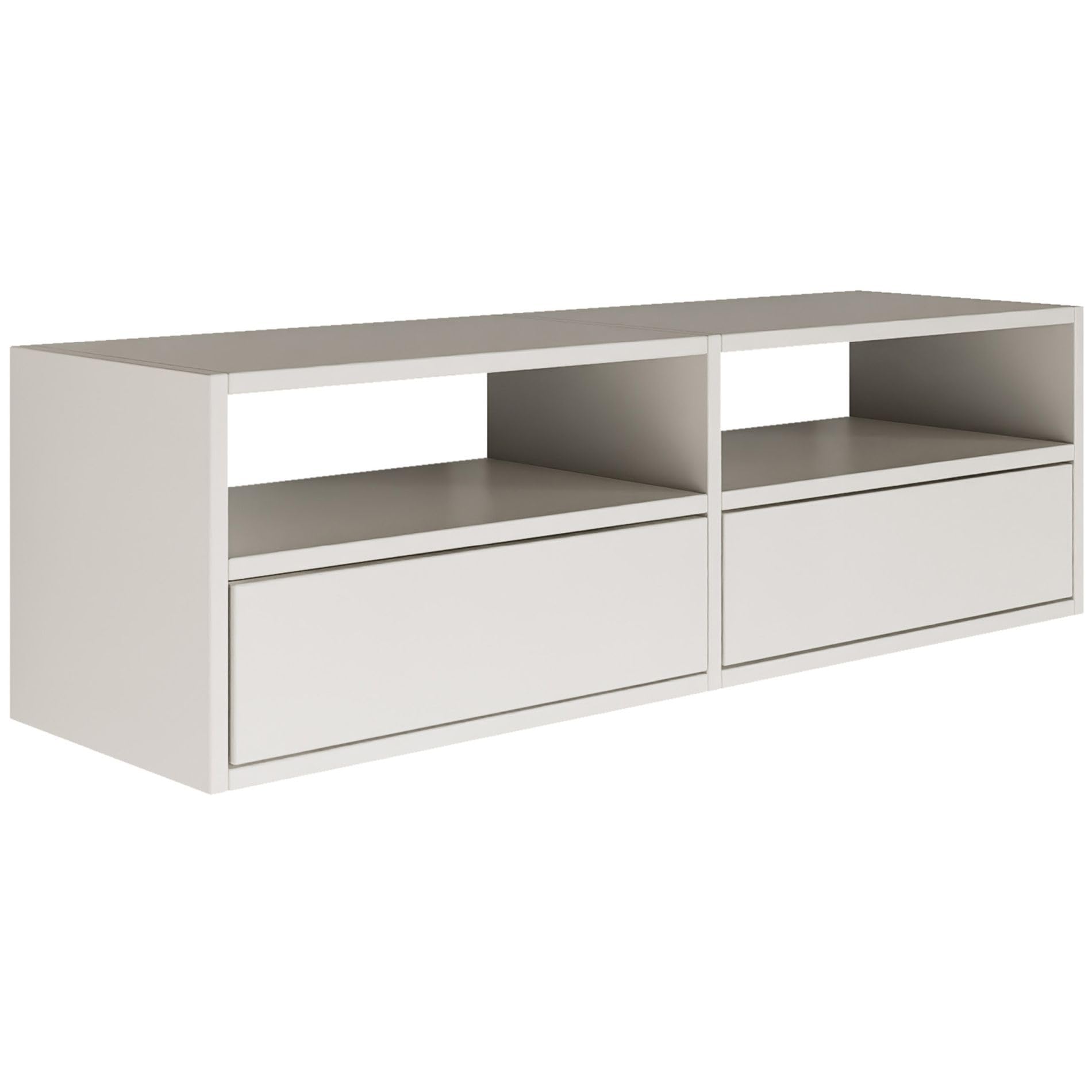 Selsey TV Lowboard - Weiß Farbe Moderne Fernseher Kommode 100 x 30 x 30 cm (BxTxH) TV Unterschrank für Wohnzimmer Schrank mit Klappen Push to Open Lowboard Hängend TV Cabinet Wandmontage