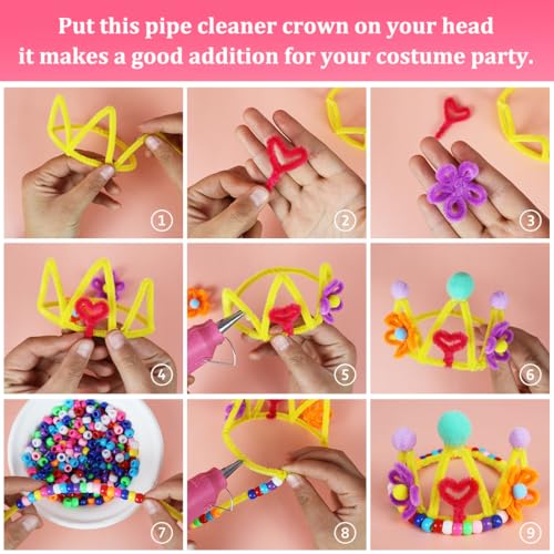 Image of Bundooraking Craft Pipe Cleaners,Chenille Stems for Art and Craft Projects, Flower DIY Decorations, Art Supplies (500pcs Macaron,7 Colors)