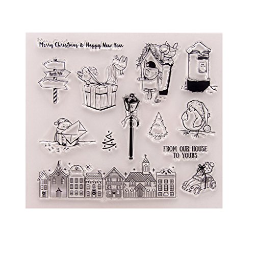 MB-LANHUA Timbro Trasparente ， Buon Natale Timbro in Silicone Trasparente Sigillo Fai-da-Te Album Fotografico Scrapbooking