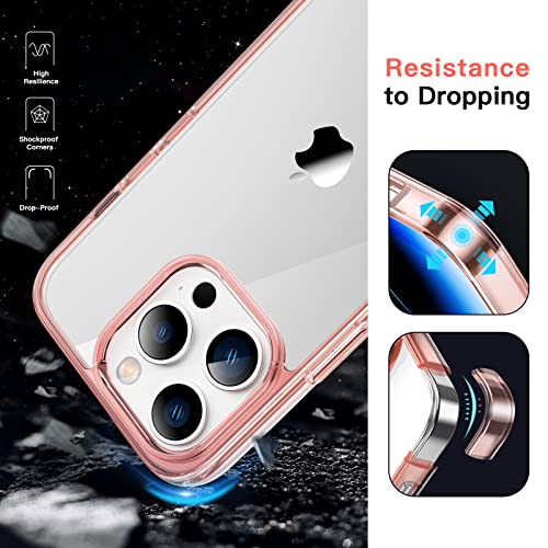 Image of JETech Cover Case for iPhone 14 Pro Max 6.7-Inch, Non-Yellowing Shockproof Phone Bumper Cover, Anti-Scratch Clear Back (Rose Gold)