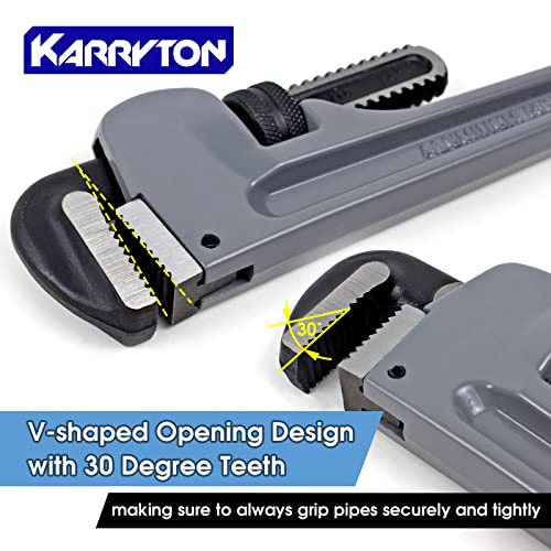 Image of Aluminum Pipe Wrench Set, 10 inch 14 inch 18 inch 24 inch(4 Pack) Adjustable Straight Handle Plumbing Wrench Set, Heavy Duty Plumbers Tool with Drop Forged Jaw,Exceed the Standard GGG