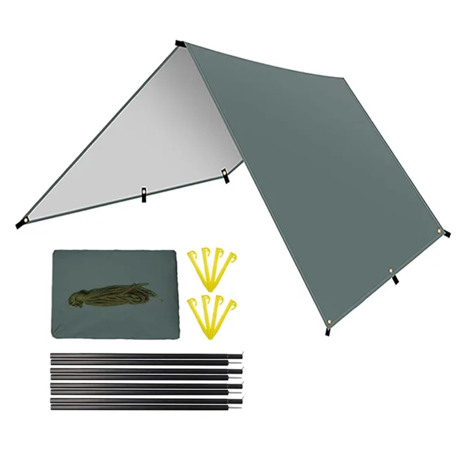 Tent tarp Waterproof Camping Tarp Lightweight Outdoor Adventure Hiking Backpacking Picnic Tent(Grey Set,3meter x 3meter)