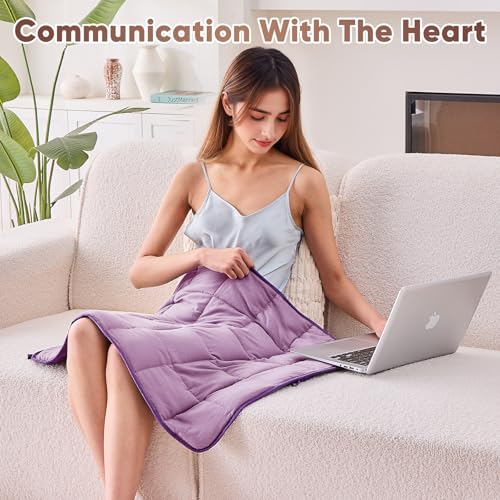 Purple Weighted Lap Blanket for Adults 7lbs, 24"x29" Cooling Heavy Throw Blanket, Portable Travel Weighted Blankets, Soft Small Blankets Gift for Sleeping