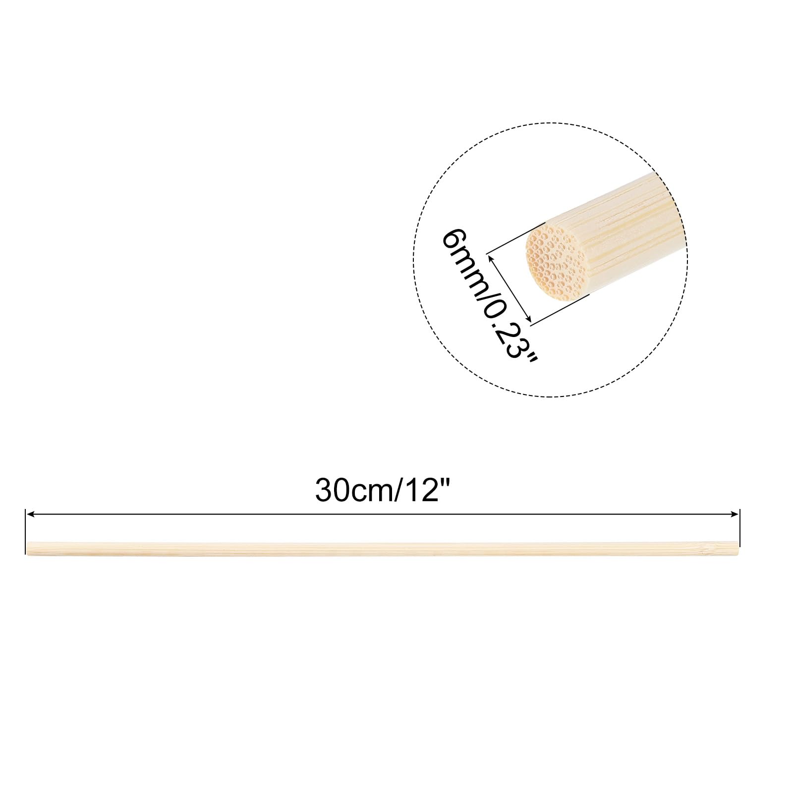uxcell Wooden Dowel Rods,30cm/12 Round Dowel Rod Wood Sticks,6mm/0.23" Bamboo Stick for Arts Crafts Photo Booth Props - Image 2