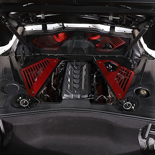 Image of TOYCIDFG Engine Bay Panel Cover Trim Compatible with C8 Corvette 2020-2025 Left Right Splash Shield Oxidation Case Guard Auto Aluminium Interior Body Part Accessories (Red - B)