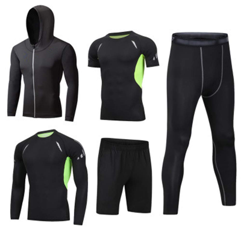 Herren Kompressionsshirt Sportbekleidung 5 Stück Schnelltrocknend Atmungsaktiv Fitness Trainingsanzüge Anzug für Running Gym Fitness