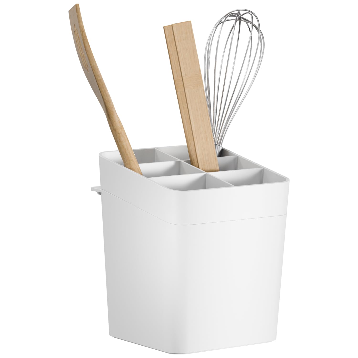 tesa Kitchen Accessory Utensil Holder - Self-adhesive Container for Storing Kitchen Utensils, Drill-Free - Comes with Wall Mount Adapter - White
