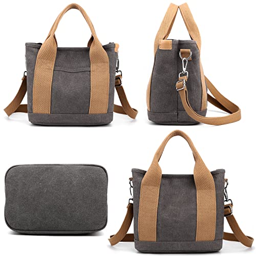 Handbag for Women Multi-Pockets, Canvas Tote Shoulder Bags with Zipper, Satchel Hobo Bag for Travel Work2
