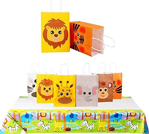 12pcs Animal Party Bags, 21 * 15 * 8cm Gift and Candy Bags with Twist Handles Kraft Paper Bags for Kids Birthday Party Favor - Image 4