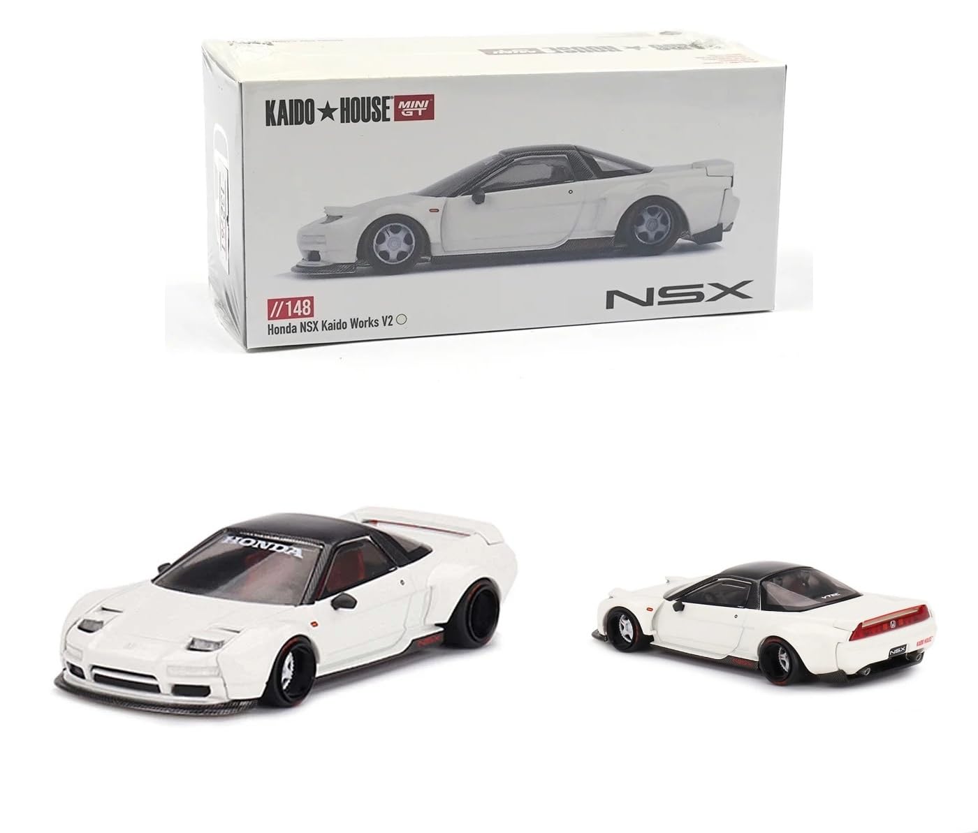 MINI GT Collectibles Diecast Model Car Compatible with Honda NSX Kaido Works V2 White Limited Edition 1/64 Diecast Model Car Kaido House KHMG148