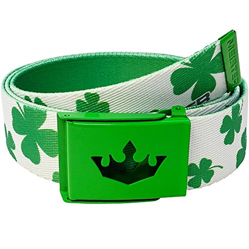 Meister Player Golf Web Belt - Adjustable & Reversible - Lucky Clovers #TOP20