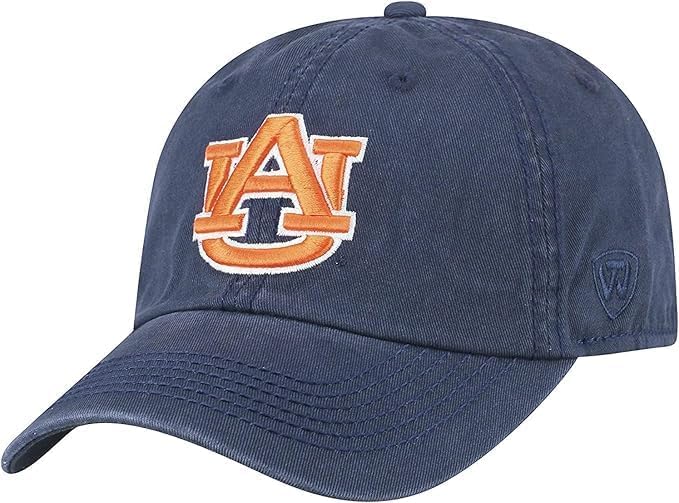 Collegiate Primary Color Relaxed Fit Adjustable Hats (US Alpha One Size Auburn)