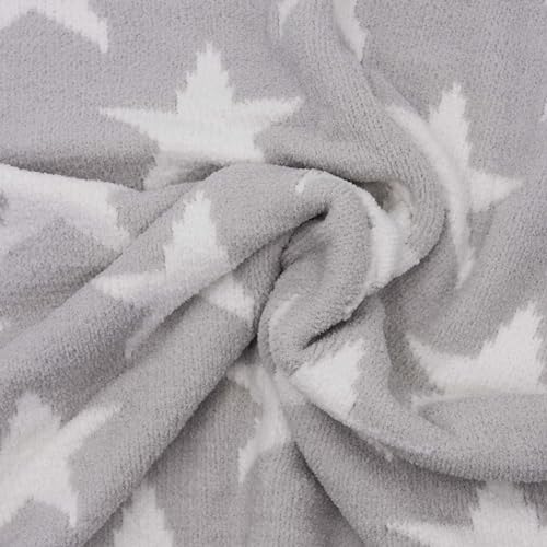 Image of Chenille Baby Blanket - Soft & Plush, Toddler & Baby Blankets, 40x30 Inches (Grey Stars)