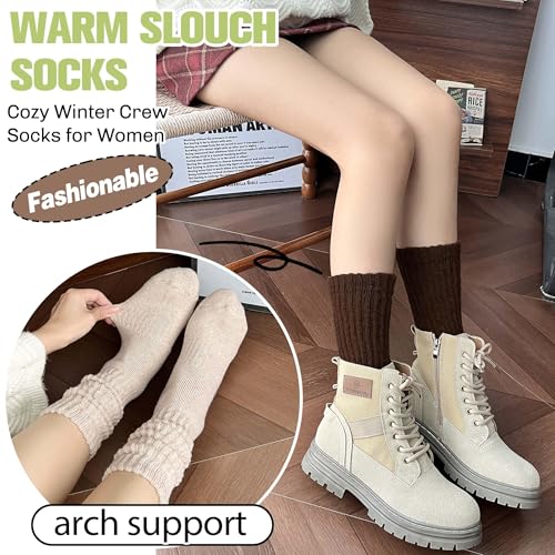 EBMORE Merino Wool Slouch Boot Socks Thermal Warm Winter Thick Scrunch Cozy Crew Socks for Women 4 Pairs4