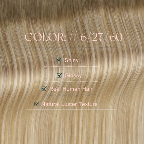 Image of Easyouth Human Hair Extensions Tape in Ombre Hair Extensions Tape Balayage Medium Brown to Honey Blonde Mixed Platinum Blonde Adhesive Tape Hair Extension Easy to Apply 50g 20pcs 22 Inch
