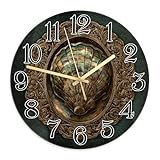 Orologio da parete a conchiglia, vintage elegante cornice ornata numeri nautici oro silenzioso orologio da parete per garage sala giochi decorazione esterna 30 x 30 cm