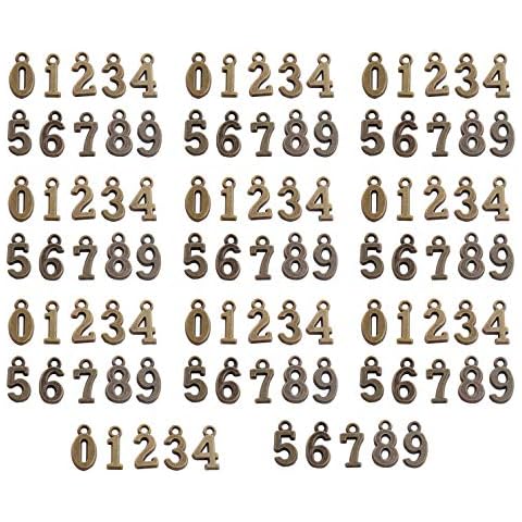 YYaaloa 0-9 Number Charms 100pcs bronze DIY Charms Pendant for Crafting, Jewelry Making Accessory (0-9 Number charms 100pcs bronze) Cover