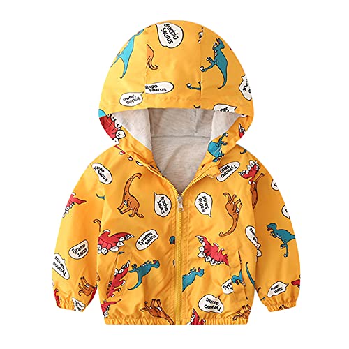 Toddler Baby Boys Jacket Long Sleeve Fall Coat Thin Jacket Zip Up Trench Windbreaker (Yellow, 12-18 Months)
