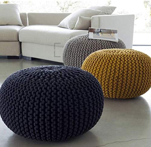 Pouf tricoté à la main : la solution assise gain de place rouge - 7