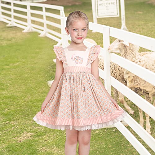 Sunny Fashion Girls Dress Polka Dot Overlap Design with Trim Yellow Size 4-104