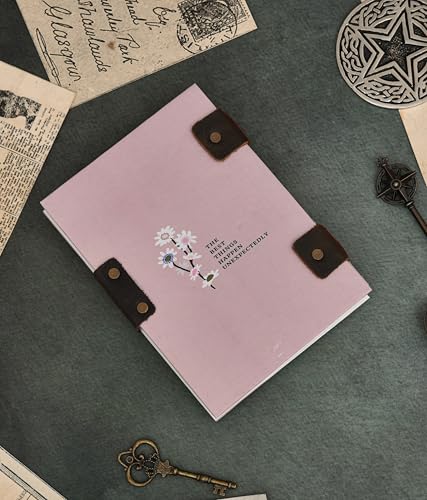 Image of Handmade Pink Floral Diary with Lock | ?The Best Things Happen Unexpectedly? Quote | 7x5 Inch Aesthetic Journal | Recycled Paper Notebook for Writing & Gifting