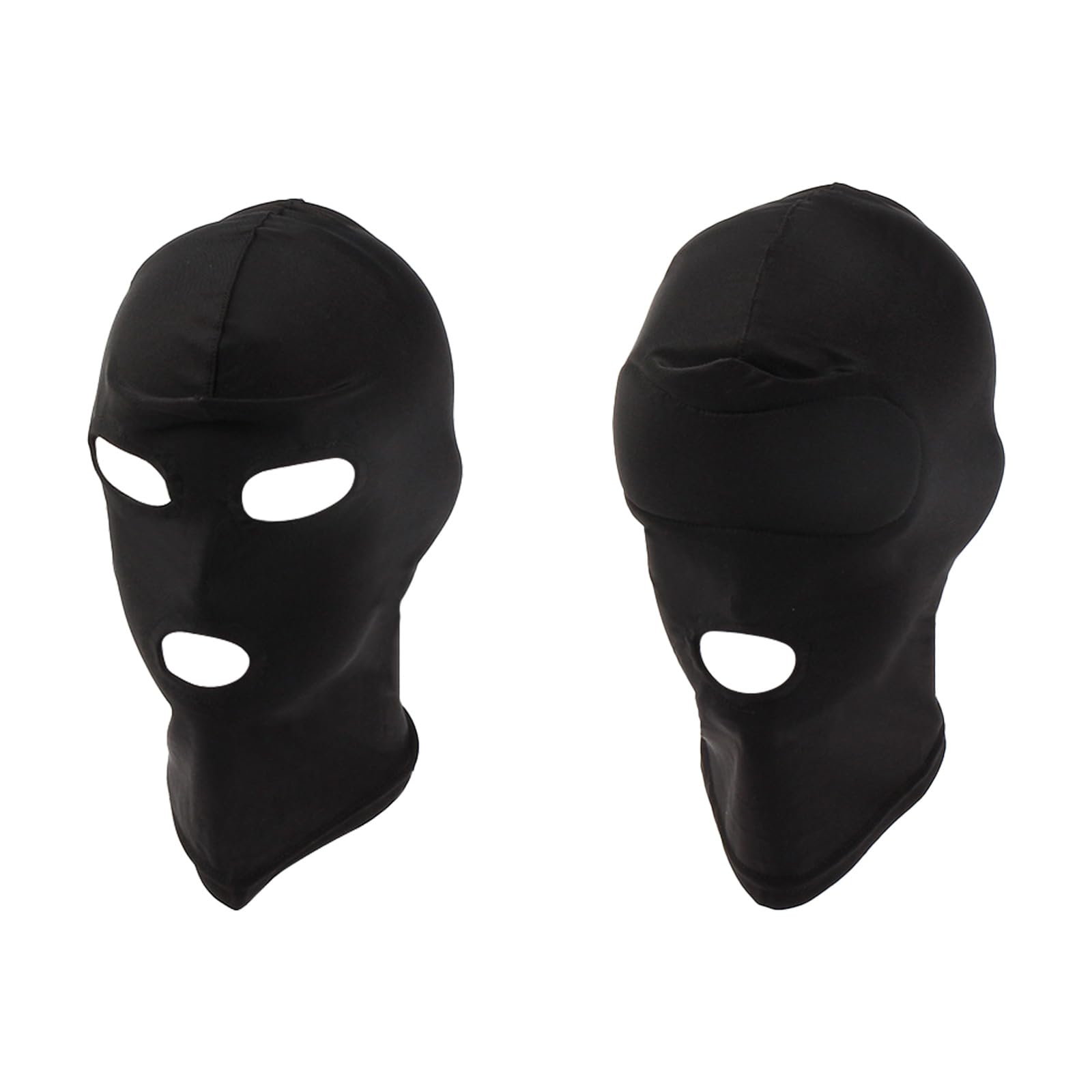 Vxcvzv Adult Costume Mask 2Pcs Black Full Face Hood Open Mouth Eye Design Breathable Elastic Headgear for Couples Role Playing Party Games