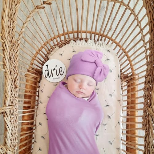 Image of AQOKKA Newborn Receiving Blanket with Bow Hat Mittens Wooden Card Set Newborns Toddler Baby Boy Girl Nursery Swaddle Wrap