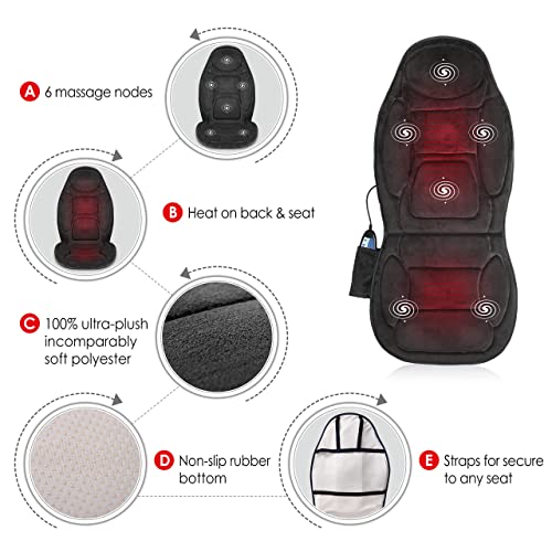 Image of Snailax Vibration Massage Seat Cushion with Heat, Back Massager, Massage Chair Pad with 6 Vibrating Motors and 2 Heat Levels, Chair Massager for Home Office Use(Black)