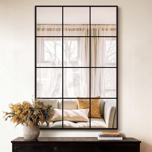 LAWADA Window Pane Wall Mirror, 36"x24" Wall Mounted Window Mirror