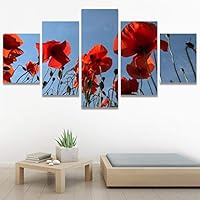 SIGNWIN 5 Panel Canvas Wall Art Modern Art Bouquet Colorful Cool Floral Group Multicolor Photography Realism Romantics for Home Decorations Ready to Hang - 60