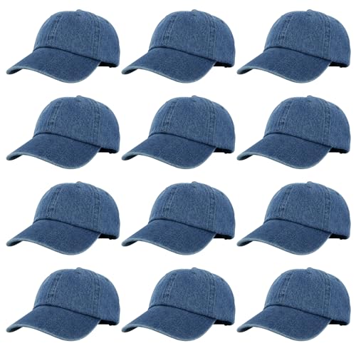 Image of Gelante Baseball Caps Hats 100% Cotton Plain Blank Adjustable Size Wholesale Bulk of 12 Pack