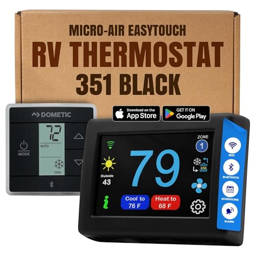 MICRO-AIR EasyTouch Digital RV Thermostat Replacement - Programmable and Reliable - WiFi and Bluetooth Enabled - Replacement Thermostat Compatible with Dometic CT Single Zone (351 Black)