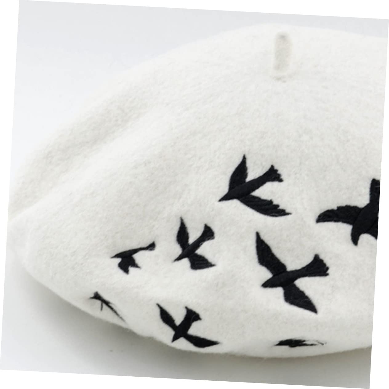 COLLBATH Fashionable Women's Hat Lightweight Wool Beret Embroidery Ideal for Everyday Outdoor Use White