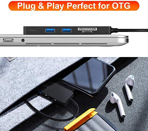 TSUPY Hub USB 3.0 5 Porte Adattatore USB 3.0 con Lettore di Scheda SD/TF e 3 USB 3.0Trasmissione Dati Alta velocità (5 Gbps) per Ultrabook Portatile Tablet PC Compatibili Windows MacBook Air