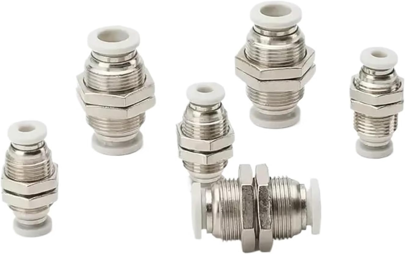 Pneumatic PM Bulkhead Fittings Air Hose Connector 4/6/8/10/12mm Plastic Push In Pipe Connection Quick Coupling 1Pcs(PM-8)